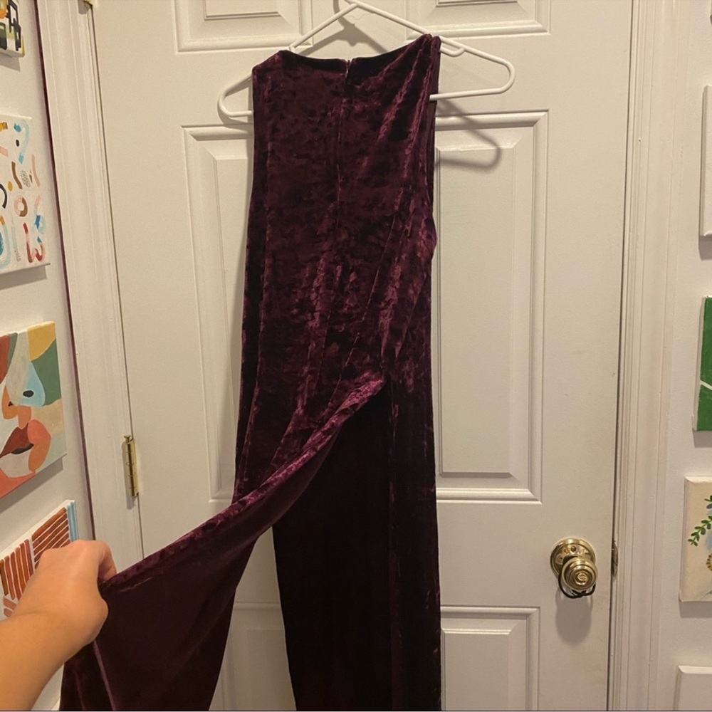 Velvet Burgundy Side-Slit Tank Dress - Picture 7 of 8